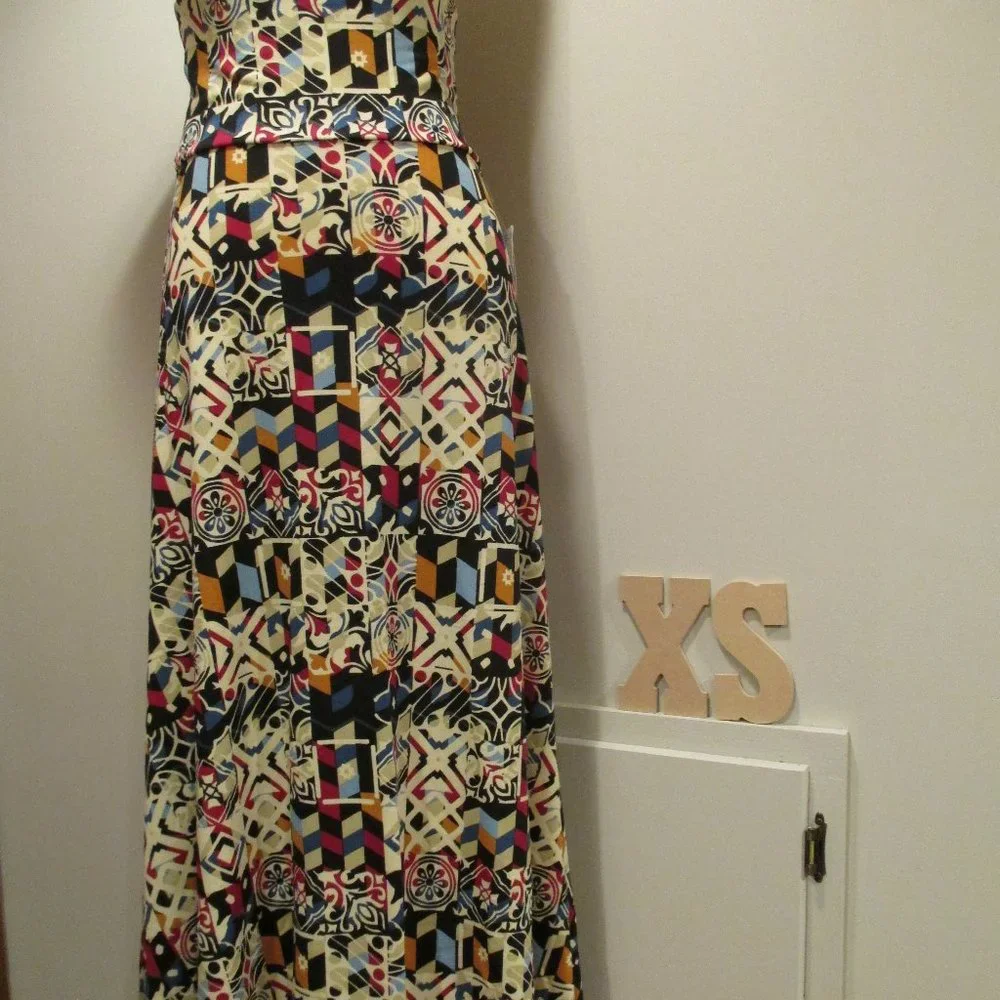NWT LuLaRoe Maxi skirt, XS, cream and multicolor block pattern - Picture 1 of 4